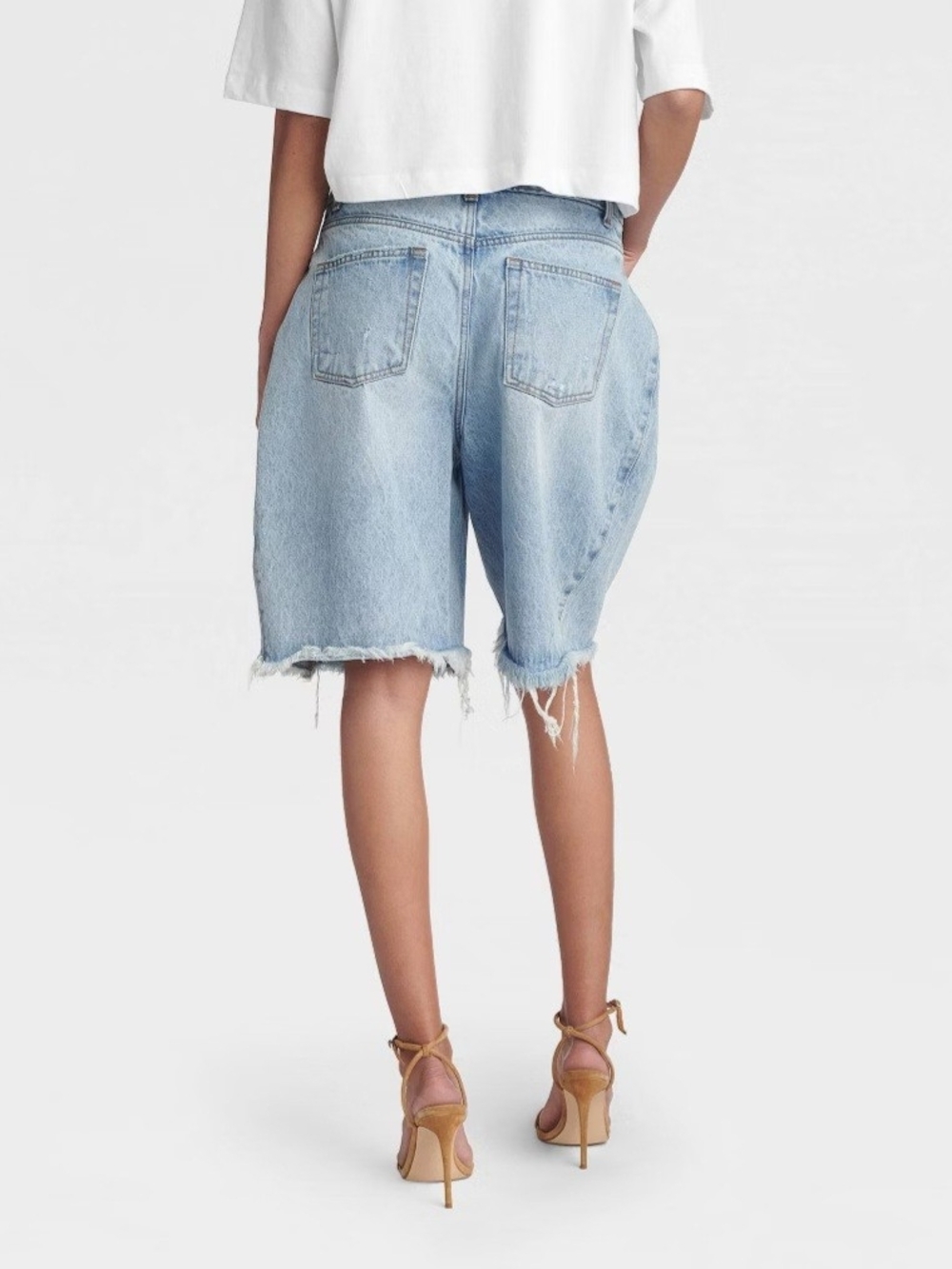 KBB by Khalana Wid Leg Bermuda Denim Shorts - Picture 2 of 4